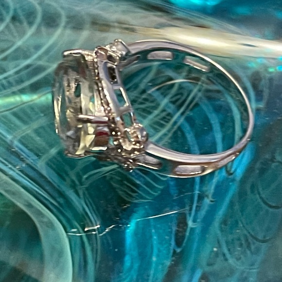 Amethyst Diamond Sapphire Ring Oval Cut 14K White Gold Sterling Silver W 7 NWT - Picture 8 of 17